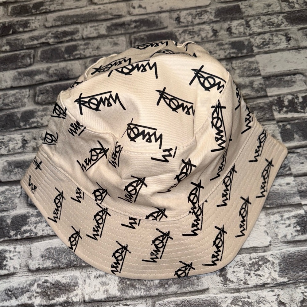 Romy Cream Bucket Hat with Black Logo